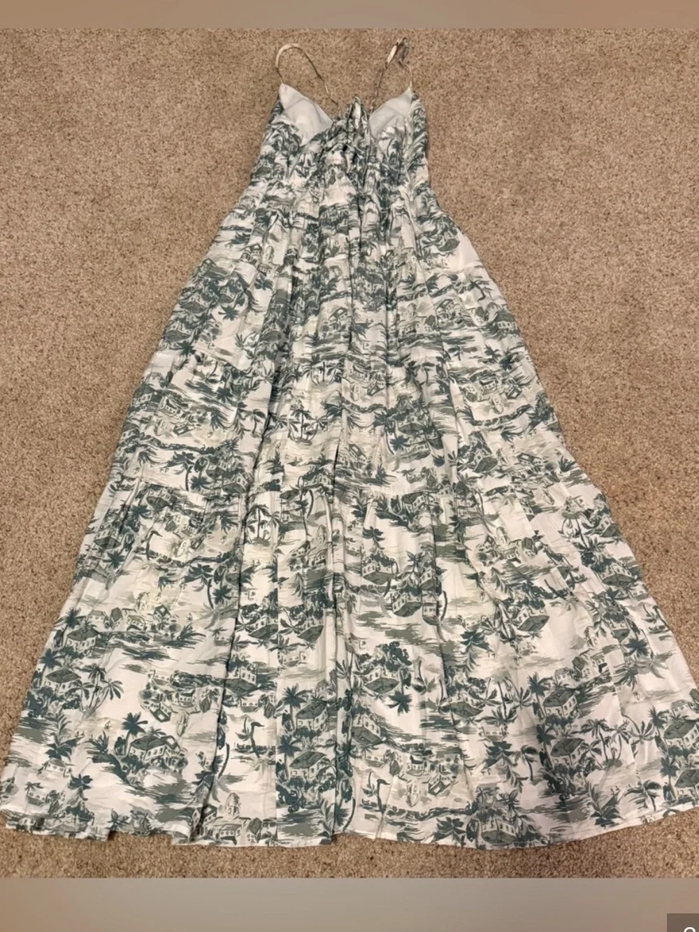 Abercrombie & Fitch Green White Tropical Print Babydoll Maxi Dress